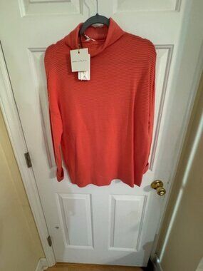 Chelsea & Theodore Coral Cowl Neck Tunic Sweater Sz XS